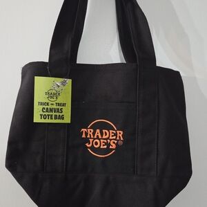 Trader Joe's Trick-or-Treat Mini Canvas Tote Bag in BLACK